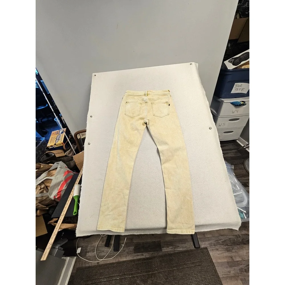 Pilcro and the Letterpress Slim Boyfriend Jeans Yellow Acid Wash Size 26 Anthro